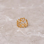 Anel Love Vazado Ajustável Banhado em Ouro 18K