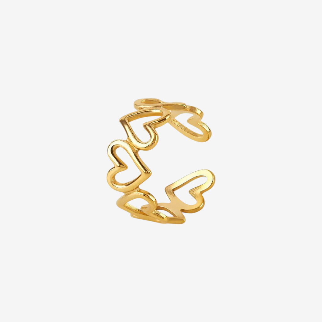 Anel Amore Vazado Ajustável Banhado em Ouro 18K