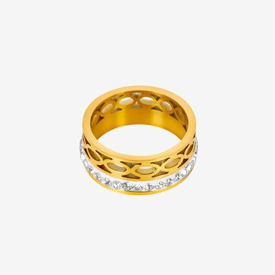 Anel Mosaico Banhado em Ouro 18k