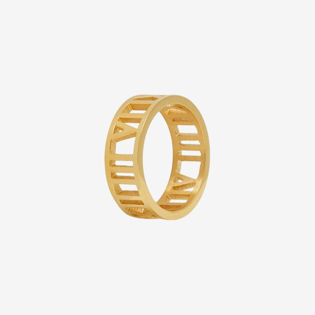 Anel Numeral Romano Banhado em Ouro 18K