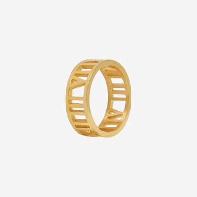 Anel Numeral Romano Banhado em Ouro 18K