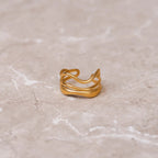 Anel Ondas Ajustável Banhado em Ouro 18K