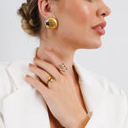 Anel Ondas Ajustável com Mix de Banhos Dourado e Prata
