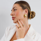 Anel Ondas Ajustável com Mix de Banhos Dourado e Prata