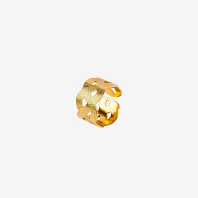 Anel Ondulado Ajustável Banhado em Ouro 18K