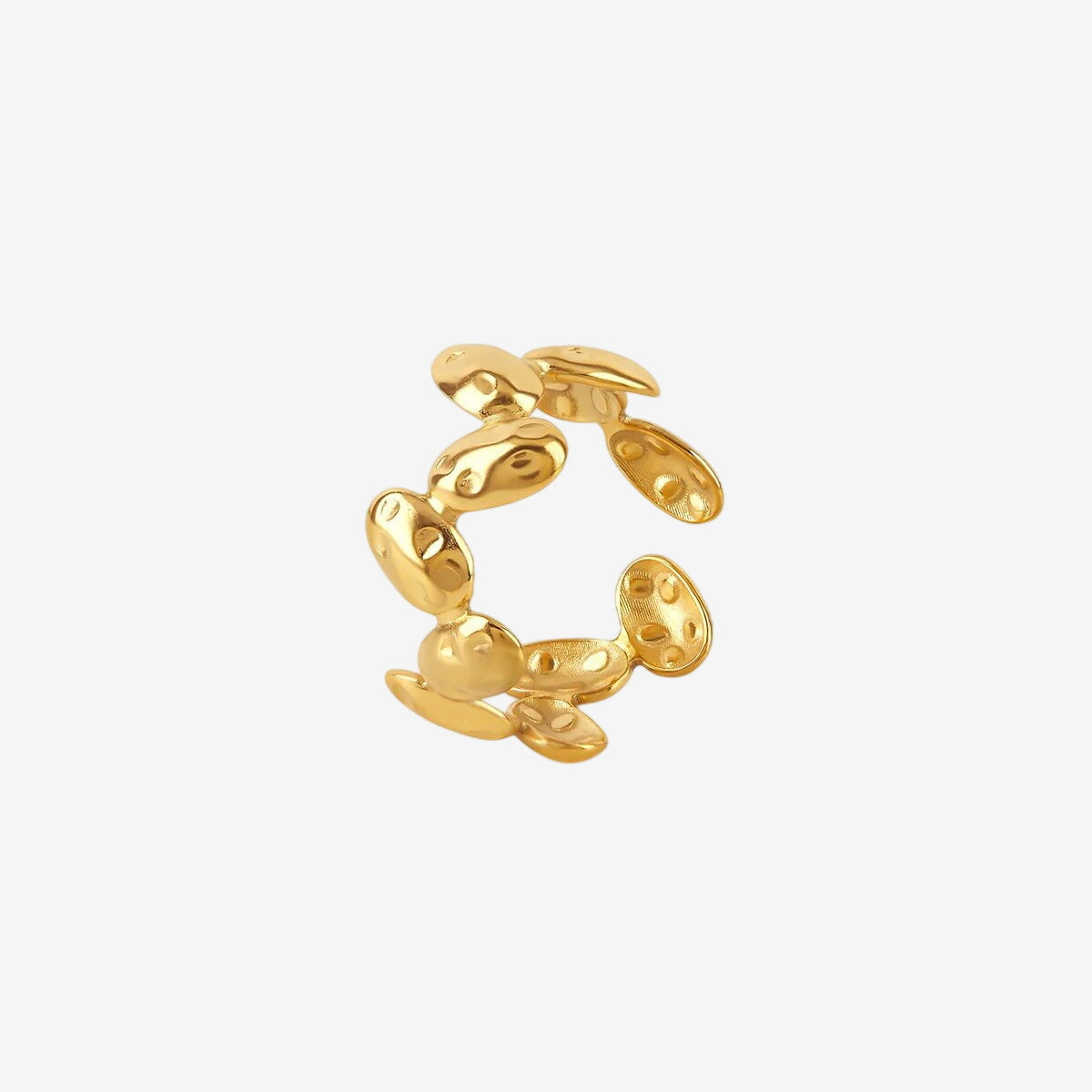 Anel Orgânico Texturizado Ajustável Banhado em Ouro 18K