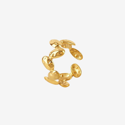 Anel Orgânico Texturizado Ajustável Banhado em Ouro 18K