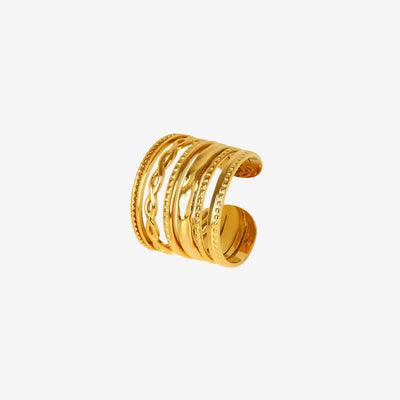 Anel Rally Ajustável Banhado em Ouro 18k