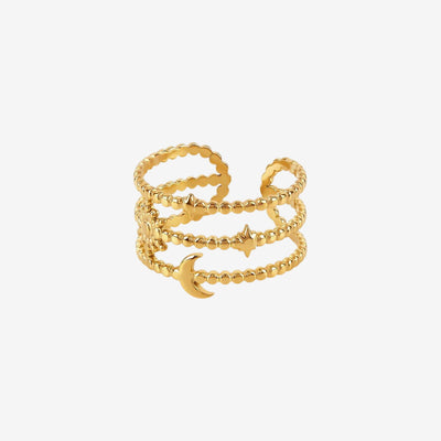 Anel Céu Ajustável Banhado em Ouro 18K