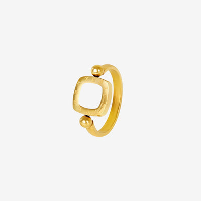 Anel Quadra Charm Girátorio Banhado em Ouro 18k