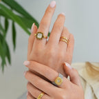 Anel Square Charm Giratório Banhado em Ouro 18k