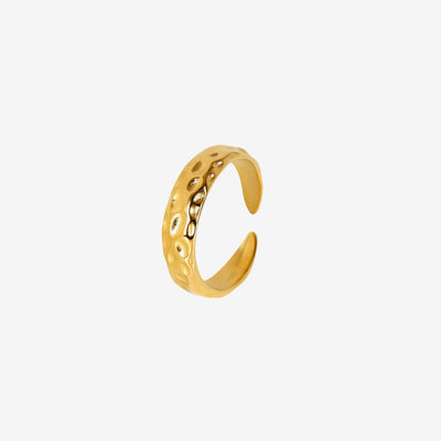 Anel Lunar Textura Banhado em Ouro 18k