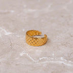 Anel Trama Luxuosa Ajustável Banhado em Ouro 18K