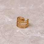 Anel Tramas Ajustável Banhado em Ouro 18K