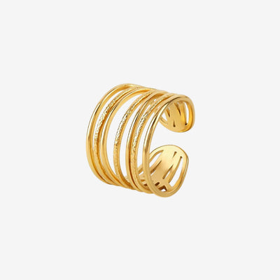 Anel Tramas Ajustável Banhado em Ouro 18K