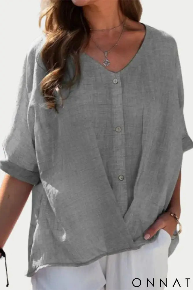 Camisa Feminina Linho Aurora Cinza / P Tops