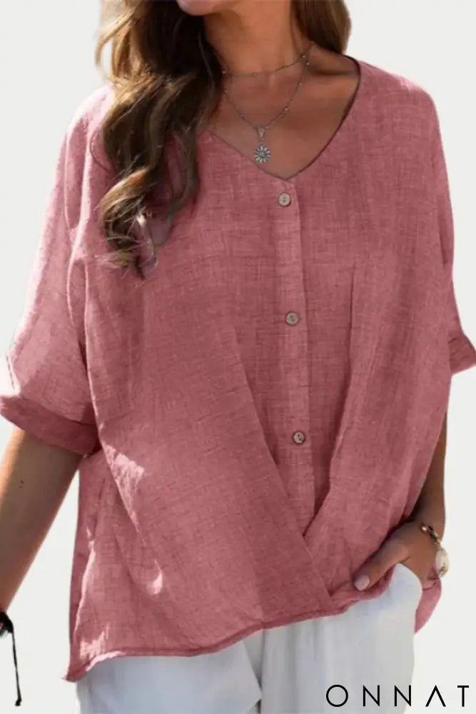 Camisa Feminina Linho Aurora Rosa / P Tops