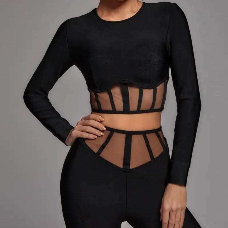 Black Corset Style Top & Pants Set