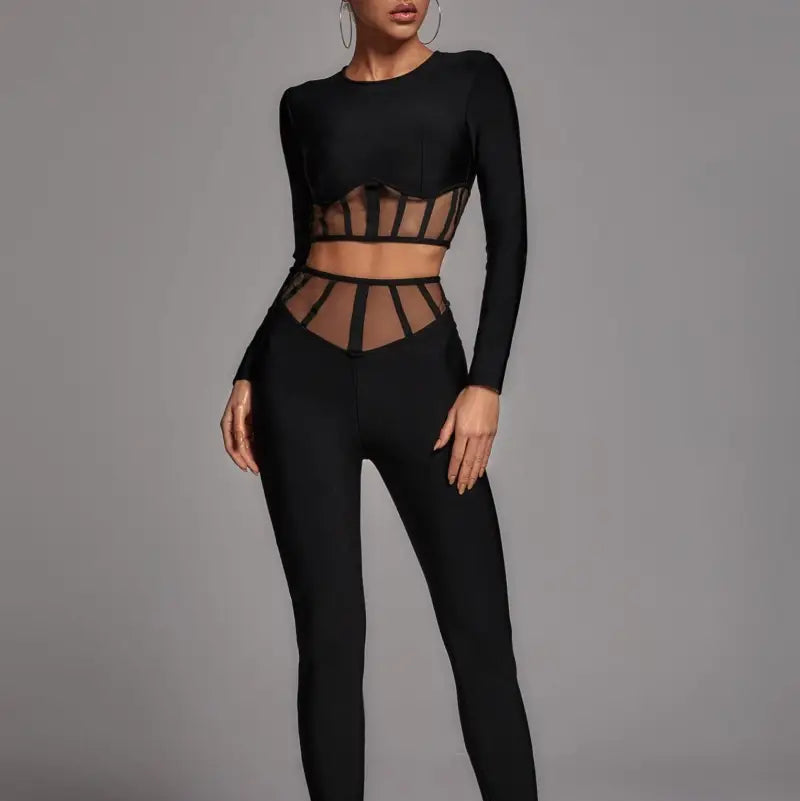 Black Corset Style Top & Pants Set