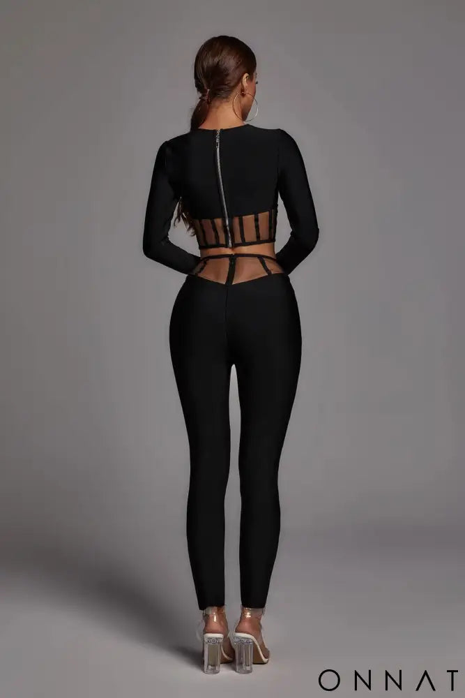 Black Corset Style Top & Pants Set