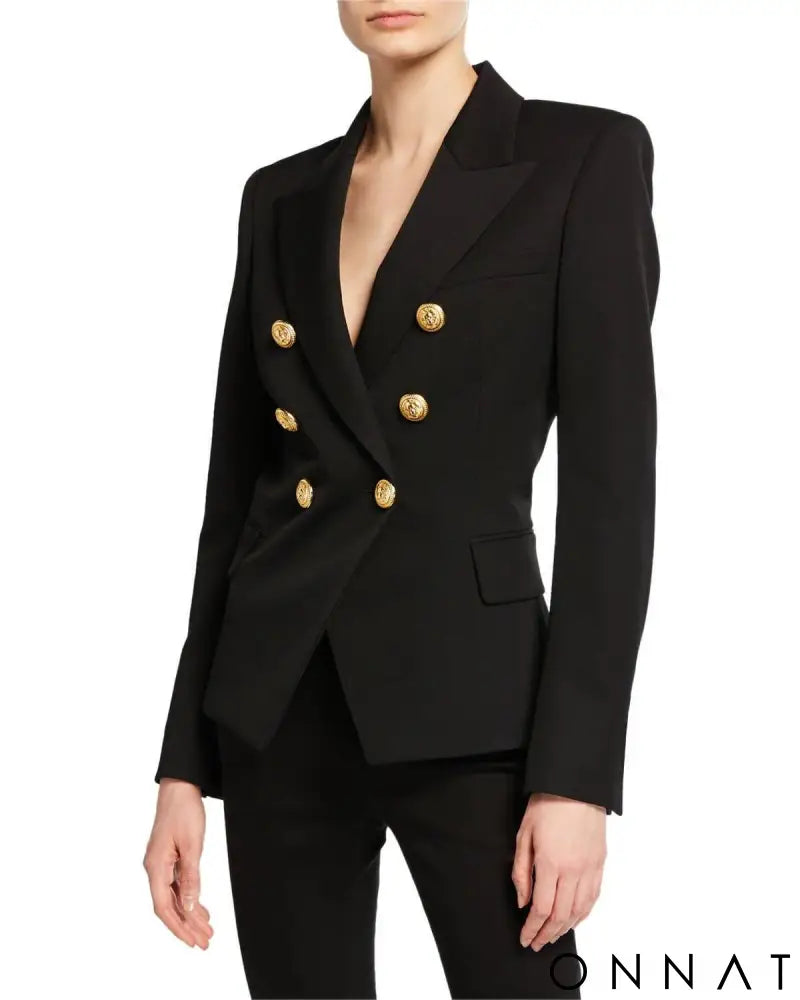 Black Gold Button Blazer