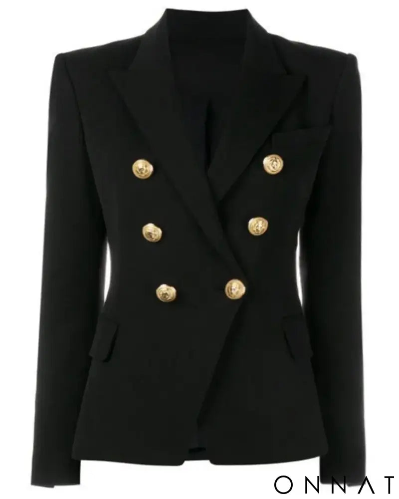 Black Gold Button Blazer