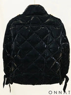 Black Gold Button Puffer Jacket