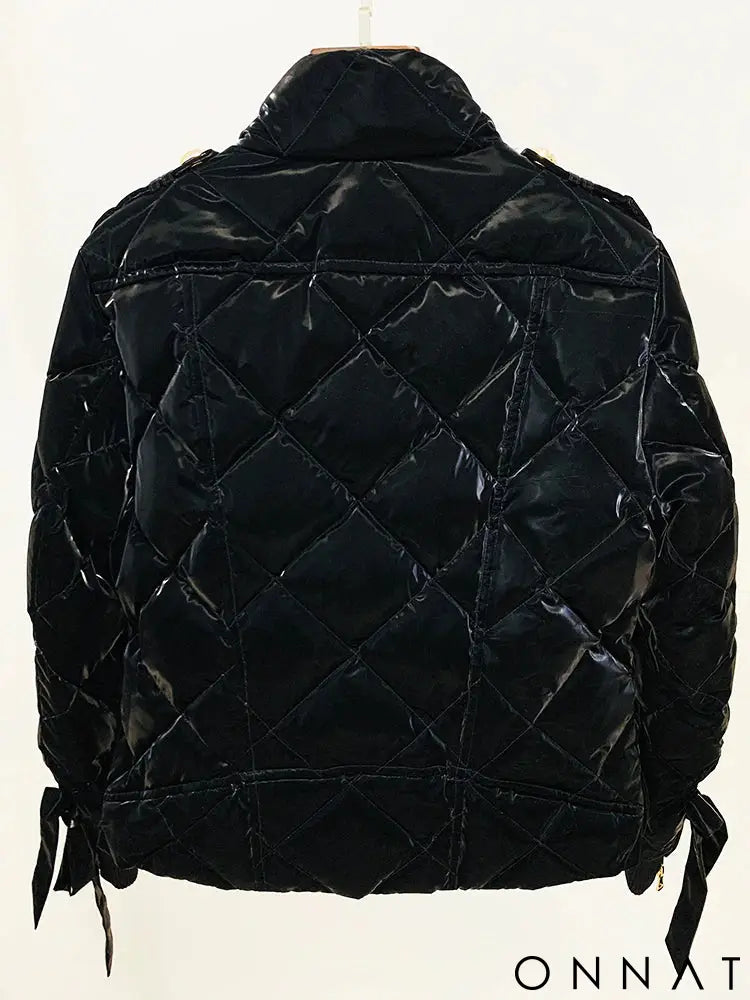 Black Gold Button Puffer Jacket