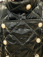 Black Gold Button Puffer Jacket