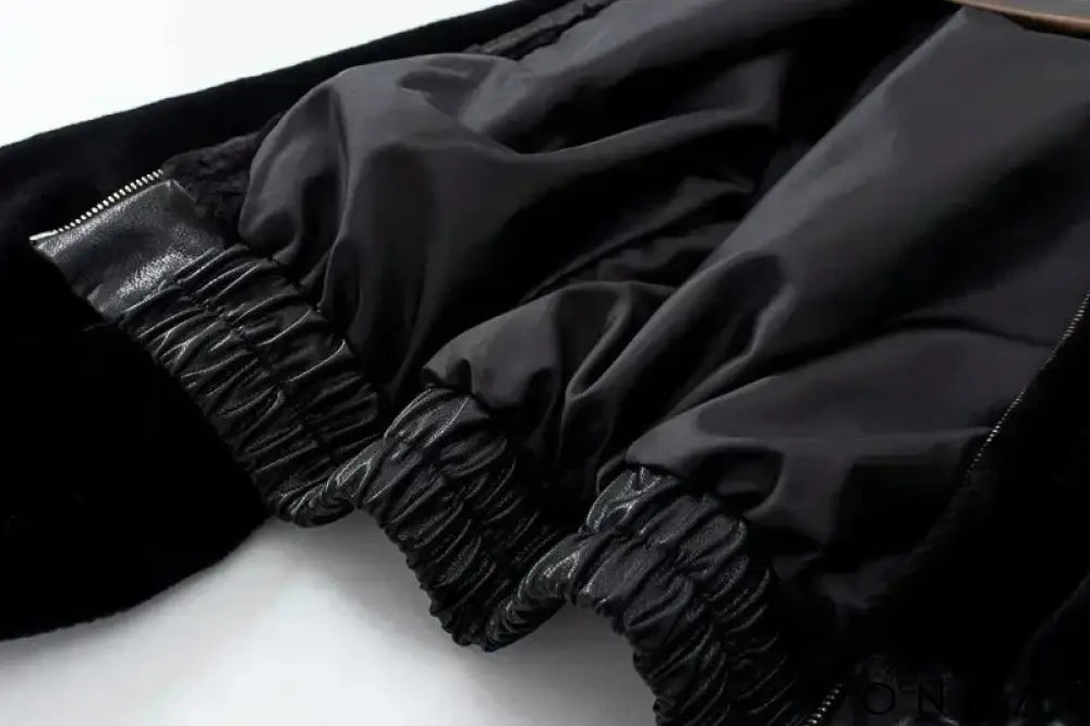 Black Hooded Faux Fox Fur Bomber Jacket