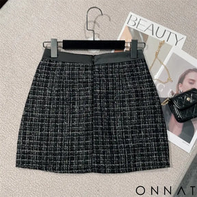 Black Tweed Cropped Top & Matching Skirt Set