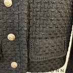 Black Vintage Tweed Gold Button Jacket
