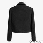 Black Vintage Tweed Gold Button Jacket