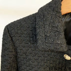 Black Vintage Tweed Gold Button Jacket