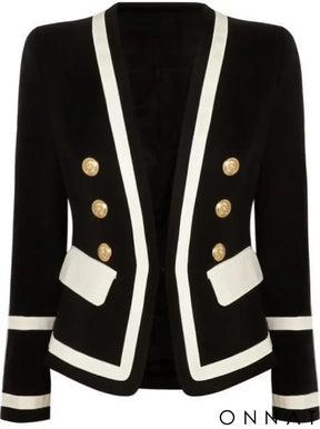 Black & White Double Breasted Gold Button Blazer S