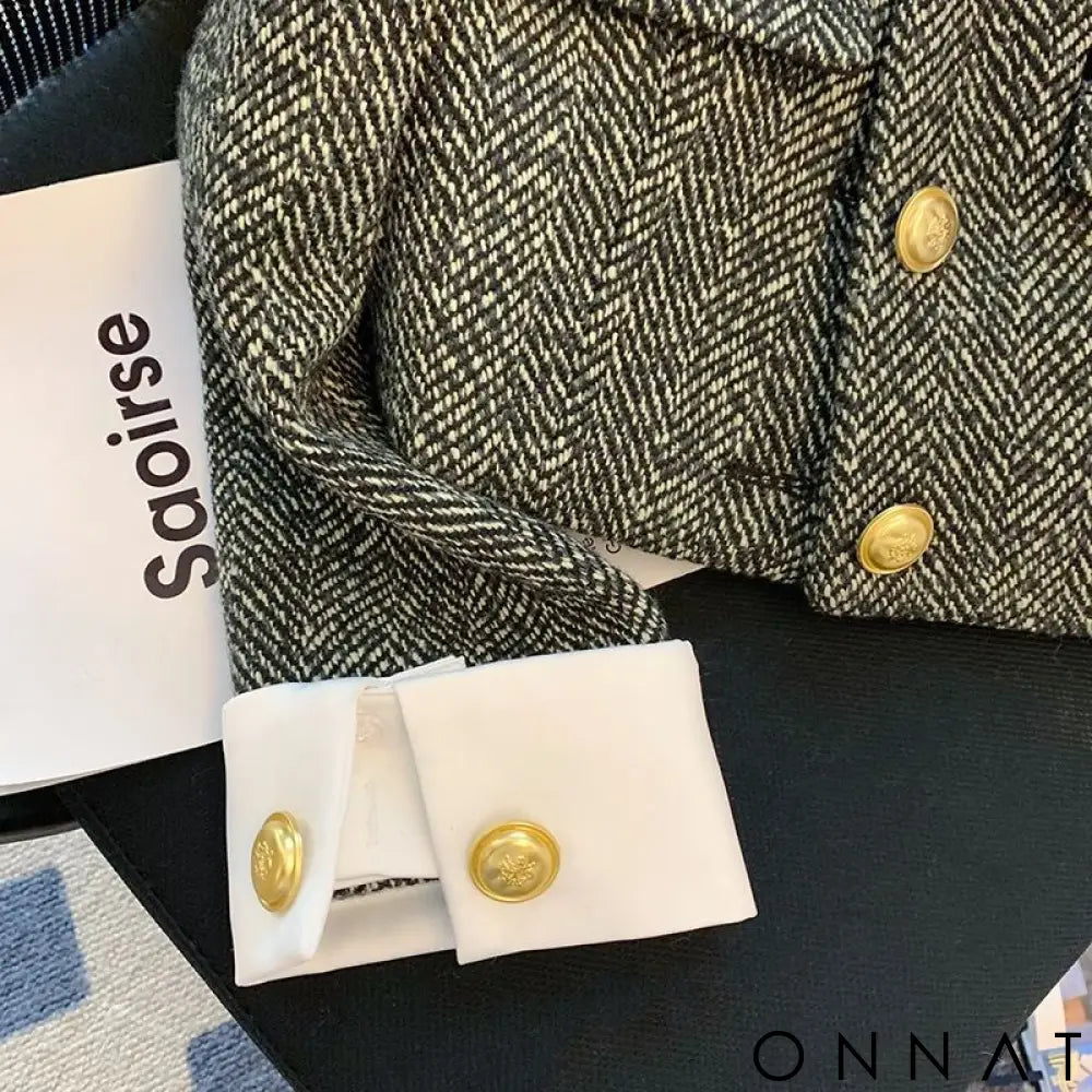 Black & White Herringbone Tweed Jacket