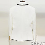 Black & White Tweed Gold Button Blazer