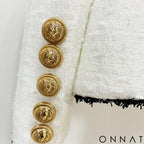 Black & White Tweed Gold Button Blazer