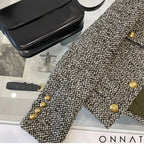 Black & White Tweed Gold Button Jacket