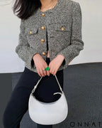 Black & White Tweed Gold Button Jacket