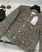 Black & White Tweed Gold Button Jacket