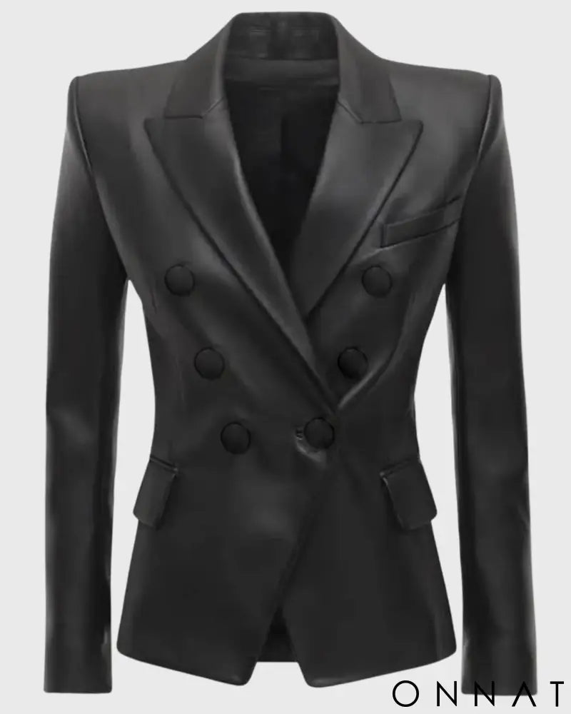 Blackout Leather Double Breasted Blazer (Limited Edition)