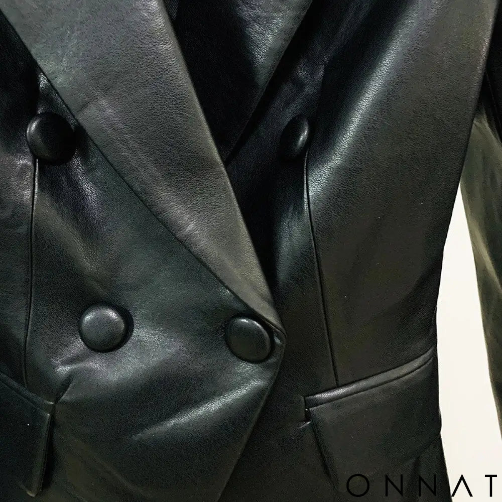 Blackout Leather Double Breasted Blazer (Limited Edition)