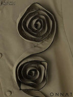 ZANZEA Women Short Sleeve Blouse Speacial Three-D Flowers Blusas 2024 Summer Round Neck Shirt Casual Loose Colorblock