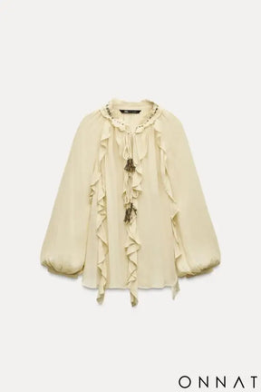 Blusa Boho Charme do Deserto Bege / P Tops