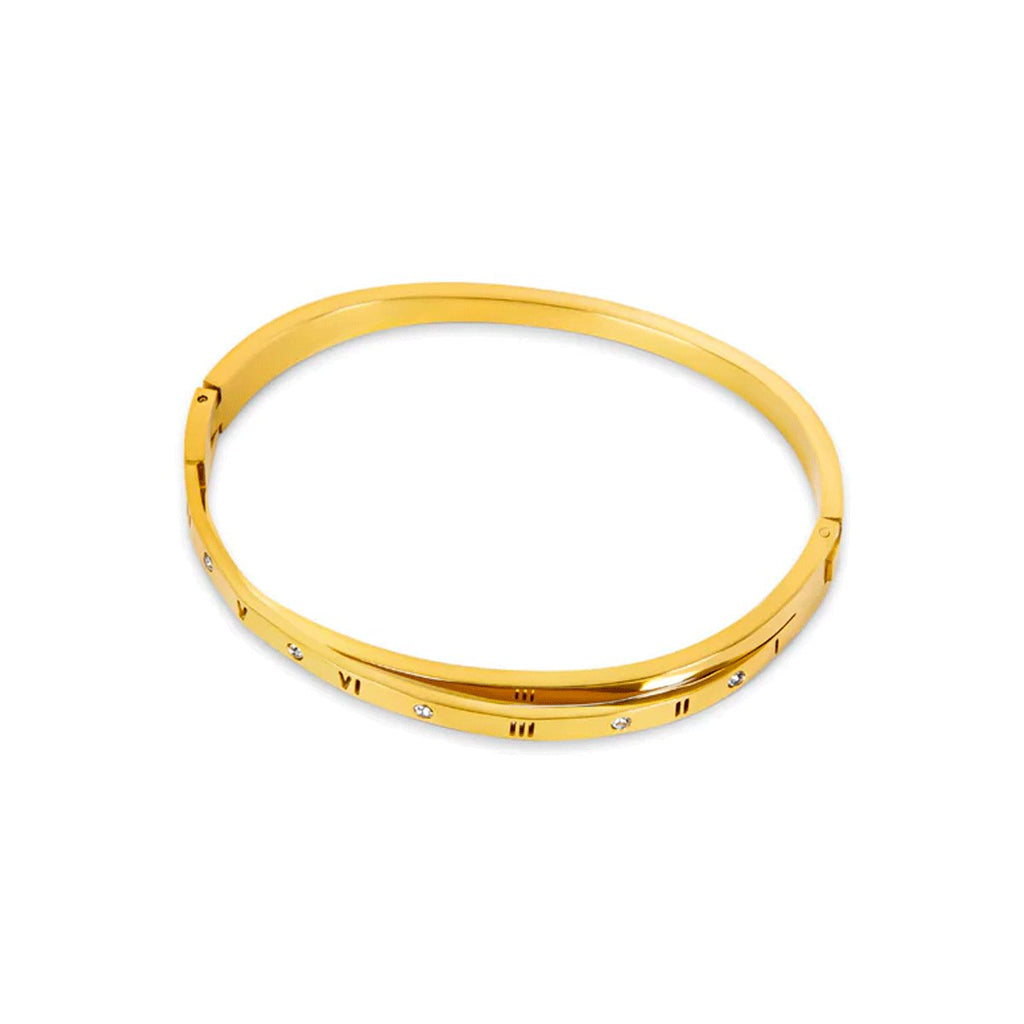 Bracelete Algarismo Romanos Entrelaçados Banho Ouro 18k