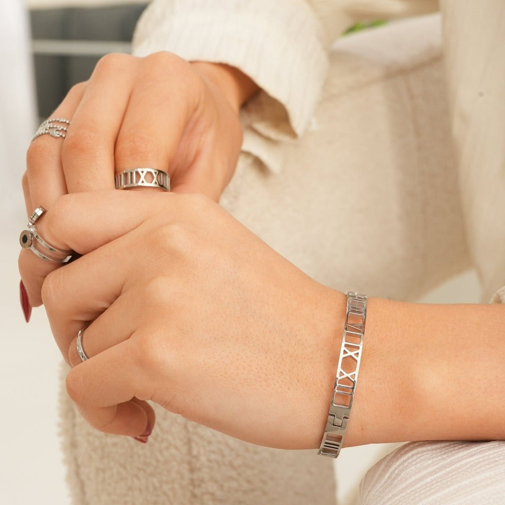Bracelete Numeral Romanos - Prata