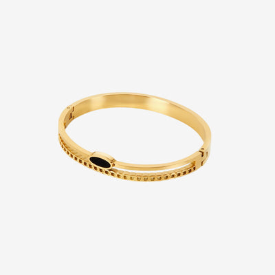 Bracelete Estratos Ônix Banhado em Ouro 18K
