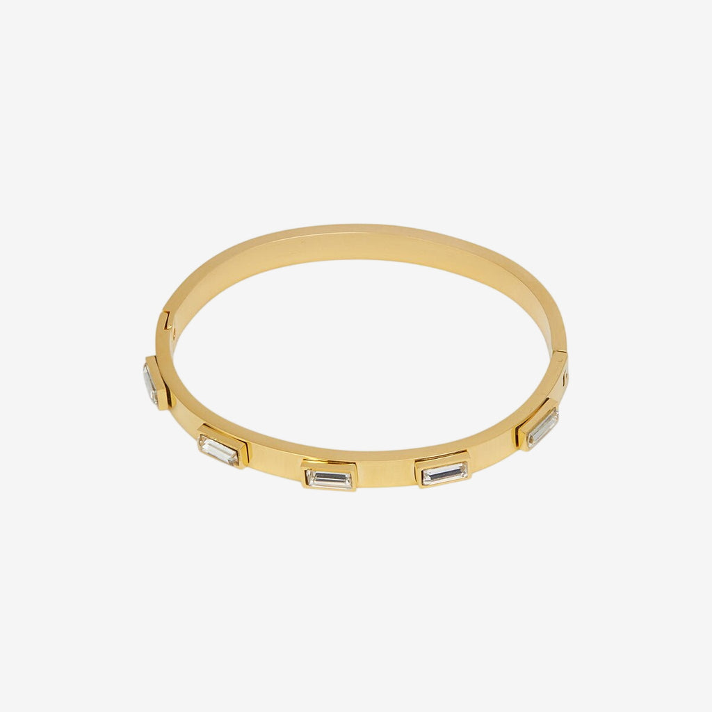 Bracelete Navete Cristal Banhado em Ouro 18K