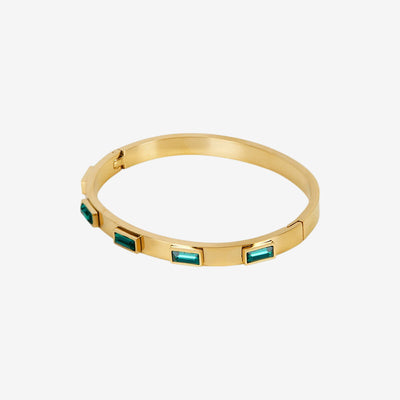 Bracelete Navete Esmeralda Banhado em Ouro 18K